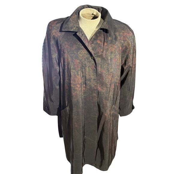 Vintage London Fog Floral Print Coat Women’s 14 Regular Made in Korea Trench - Picture 1 of 7